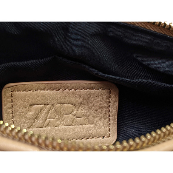 Zara Quilted Genuine Leather Shoulder Bag with Gold Chain Handle - NWT - Picture 3 of 4